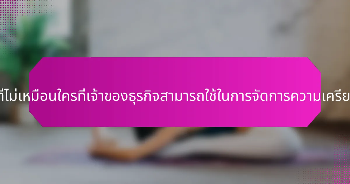 เครื่องมือที่ไม่เหมือนใครที่เจ้าของธุรกิจสามารถใช้ในการจัดการความเครียดคืออะไร?