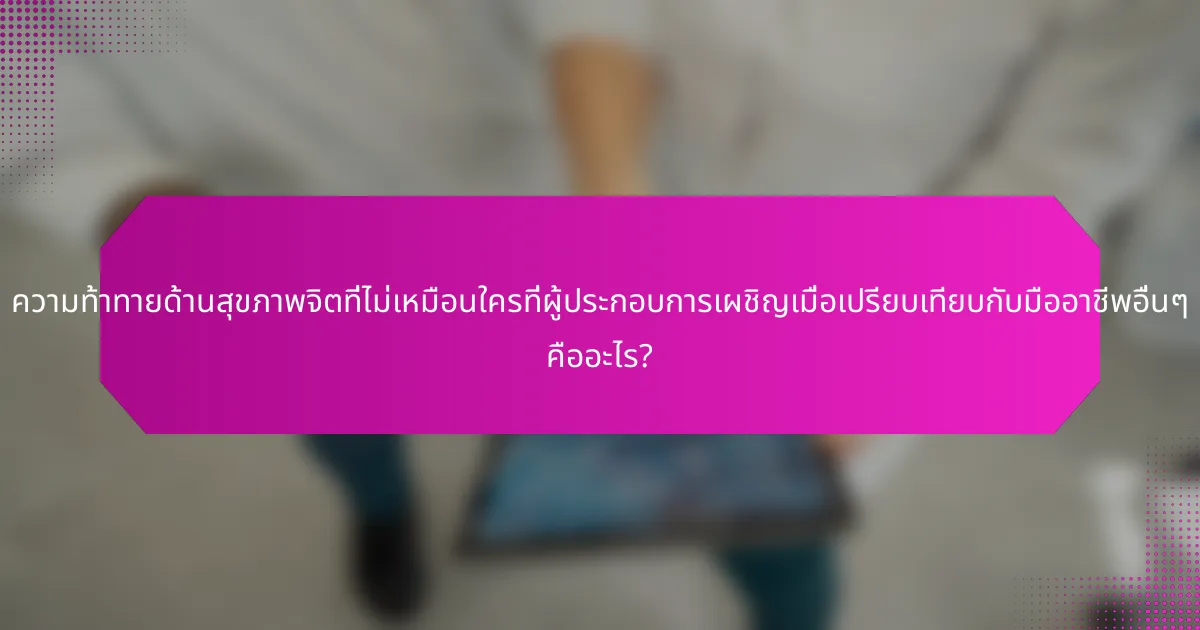 ความท้าทายด้านสุขภาพจิตที่ไม่เหมือนใครที่ผู้ประกอบการเผชิญเมื่อเปรียบเทียบกับมืออาชีพอื่นๆ คืออะไร?