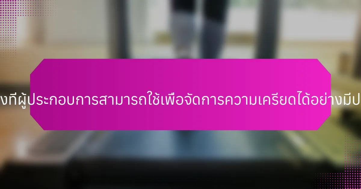 กลยุทธ์ใดบ้างที่ผู้ประกอบการสามารถใช้เพื่อจัดการความเครียดได้อย่างมีประสิทธิภาพ?