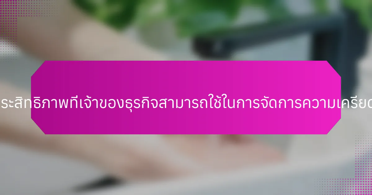 กลยุทธ์ที่มีประสิทธิภาพที่เจ้าของธุรกิจสามารถใช้ในการจัดการความเครียดมีอะไรบ้าง?