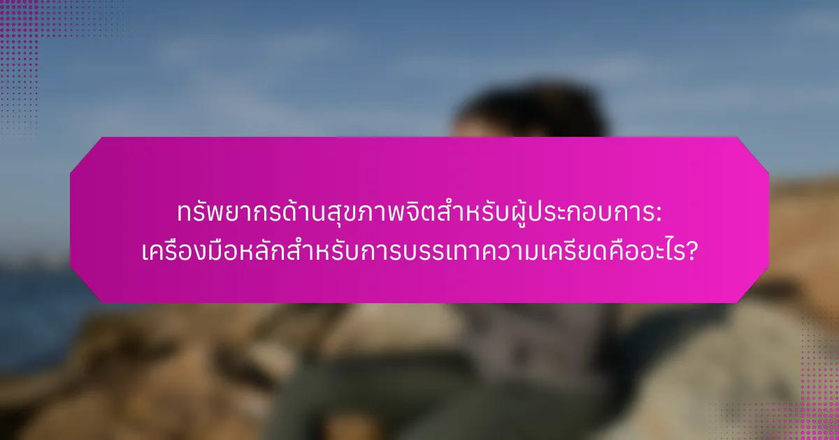 ทรัพยากรด้านสุขภาพจิตสำหรับผู้ประกอบการ: เครื่องมือหลักสำหรับการบรรเทาความเครียดคืออะไร?